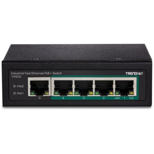 Switch Trendnet TI-PE50 4 Ports PoE+ Fast Ethernet 1 Port Fast Ethernet Preto