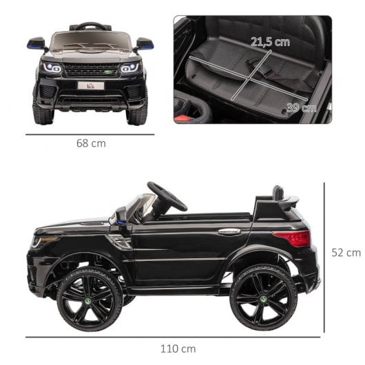 Homcom Coche Eléctrico Suv 12V Negro para Niños de 3-6 Años