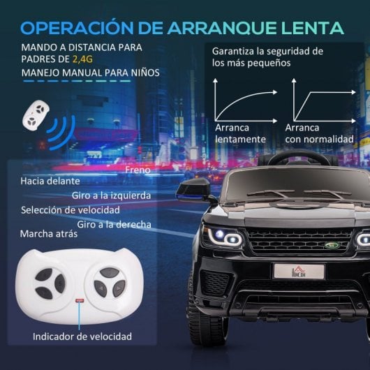 Homcom Coche Eléctrico Suv 12V Negro para Niños de 3-6 Años