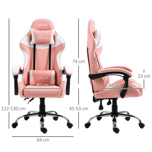 Vinsetto Silla Gaming Ergonómica con Altura Ajustable Rosa