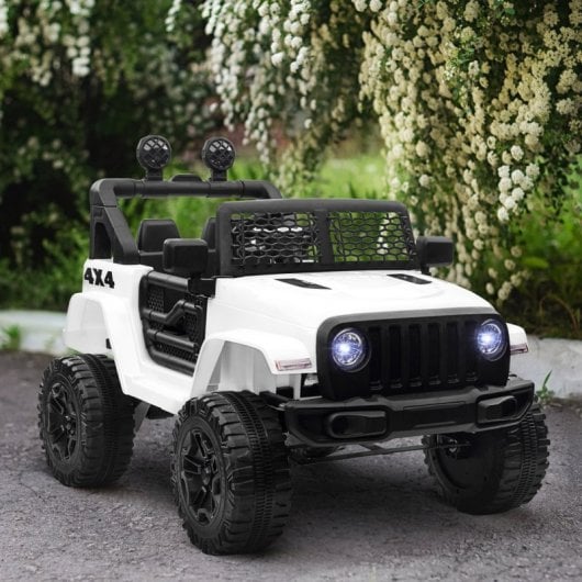 Homcom Coche Eléctrico Todoterreno 12V Blanco para Niños +3 Años