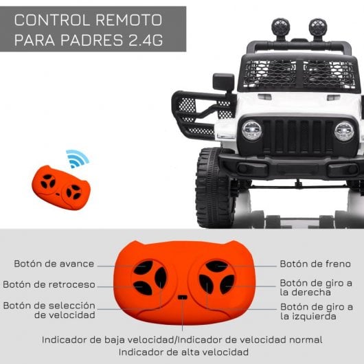 Homcom Coche Eléctrico Todoterreno 12V Blanco para Niños +3 Años