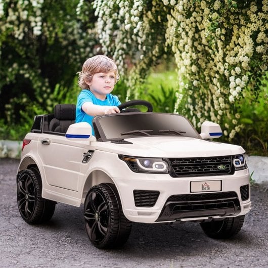 Homcom Coche Eléctrico Suv 12V Blanco para Niños de 3-6 Años