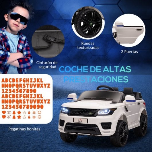 Homcom Coche Eléctrico Suv 12V Blanco para Niños de 3-6 Años