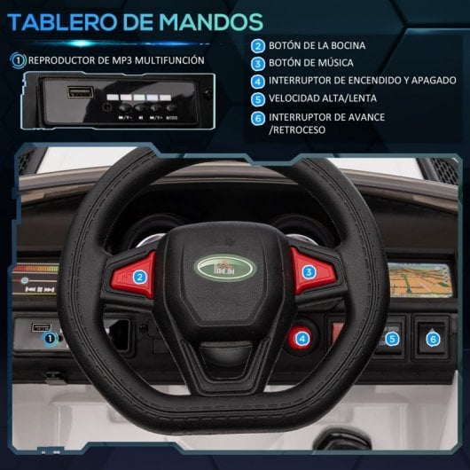 Homcom Coche Eléctrico Suv 12V Blanco para Niños de 3-6 Años