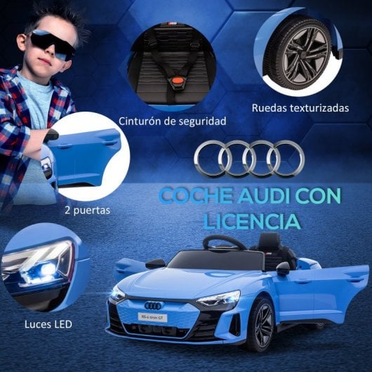 Homcom Coche Eléctrico con Licencia Audi RS e-tron GT Azul para Niños de 3-5 Años