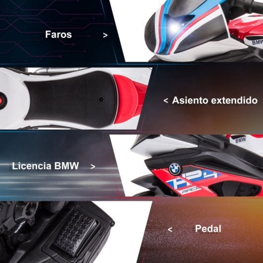 Homcom Moto Eléctrica con Licencia BMW HP4 6V Rojo para Niños de +18 Meses