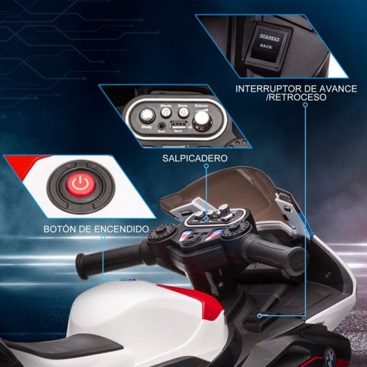Homcom Moto Eléctrica con Licencia BMW HP4 6V Rojo para Niños de +18 Meses
