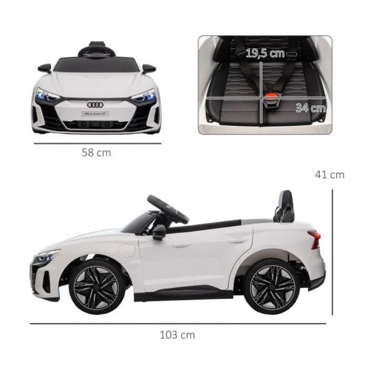 Carro elétrico licenciado pela Homcom Audi RS E-Tron GT branco para crianças de 3 a 5 anos