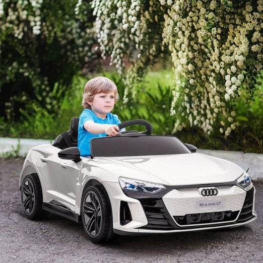 Carro elétrico licenciado pela Homcom Audi RS E-Tron GT branco para crianças de 3 a 5 anos