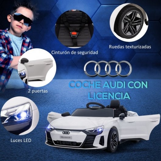 Carro elétrico licenciado pela Homcom Audi RS E-Tron GT branco para crianças de 3 a 5 anos