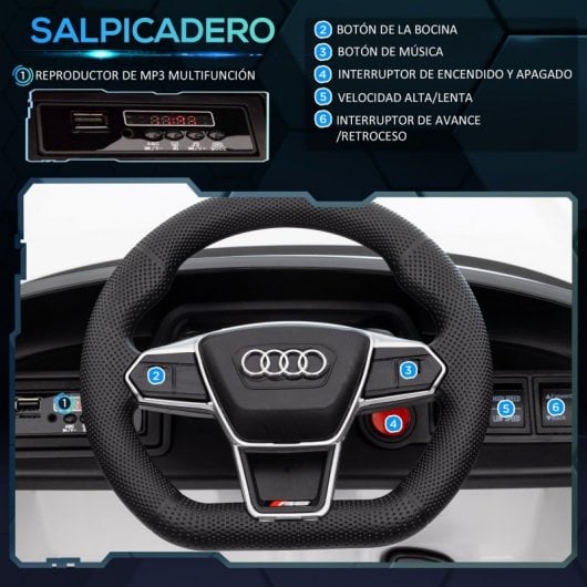 Carro elétrico licenciado pela Homcom Audi RS E-Tron GT branco para crianças de 3 a 5 anos