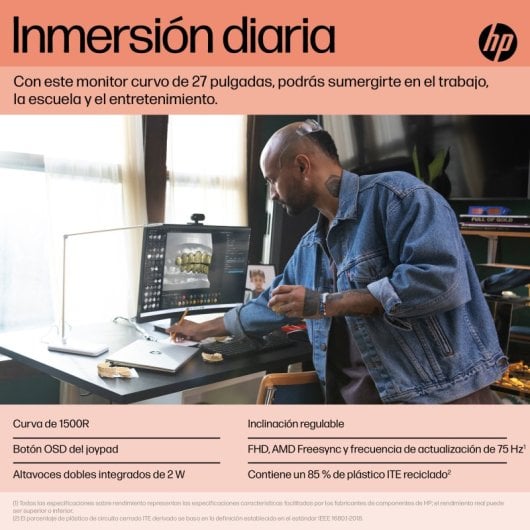 HP V27c G5 FHD Curved Monitor Monitor PC 68,6 cm (27") 1920 x 1080 Pixel Full HD LCD Nero