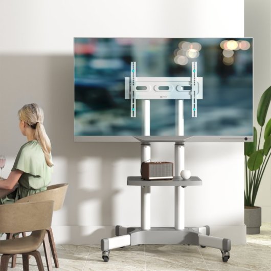 Onkron TS1351-WHT Meuble TV avec roulettes 32"-65" VESA 600x400 Max 50Kg