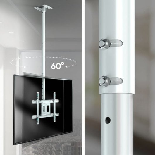 Onkron N1L-W Soporte de Techo 32"-80", 68 kg max, VESA 100x100-600x400, Altura Regulable