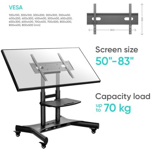 Onkron TS1380 Support TV mobile inclinable 50"-83" VESA 800x500 Max 65Kg