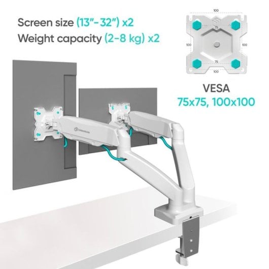 Onkron G160 Soporte Brazo Articulado para 2 Monitores 13"-32" VESA 100x100 Máx 6.5Kg