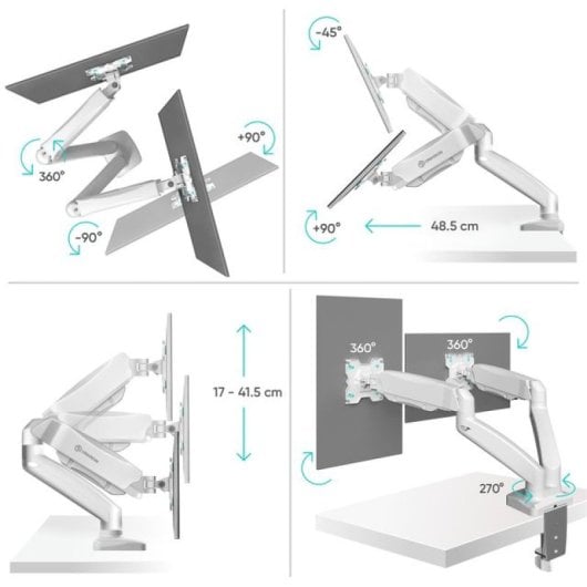 Onkron G160 Soporte Brazo Articulado para 2 Monitores 13"-32" VESA 100x100 Máx 6.5Kg