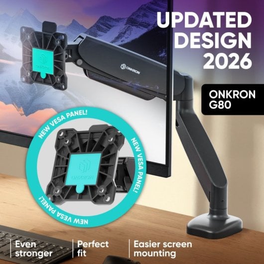 ONKRON Brazo Monitor 13-32" Carga 2-8kg, VESA 75x75-100x100 mm, Soporte Monitor Escritorio Regulable en Altura, Negro