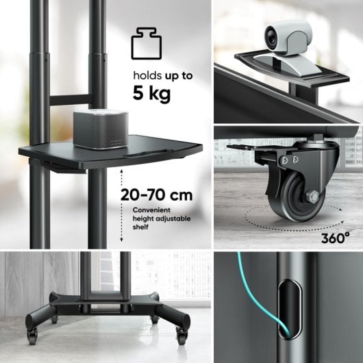 Onkron TS1551 Porta TV con Ruote 40"-70" VESA 600x400 Max 45.5Kg