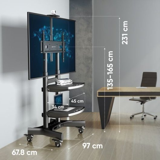 Onkron TS1881 Support de sol mobile pour TV 50"-86" VESA 800x500 Max 90Kg