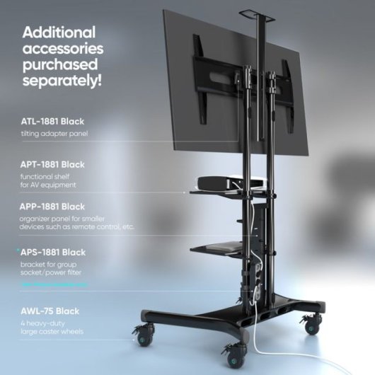 Onkron TS1881 Support de sol mobile pour TV 50"-86" VESA 800x500 Max 90Kg