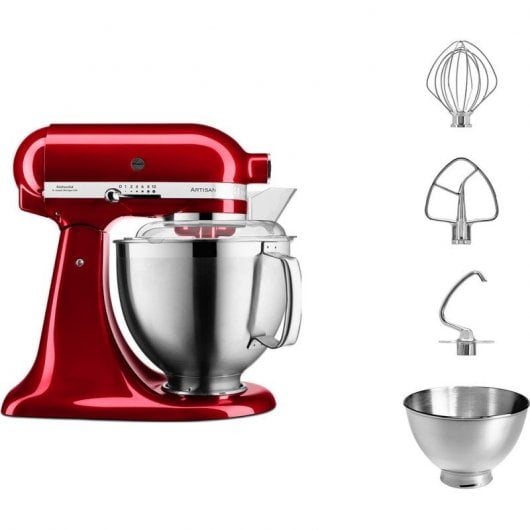 Robot da cucina KitchenAid 5KSM185 PS ECA da 4,8 litri e 300 W, colore rosso.