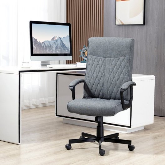 Vinsetto Silla de Oficina Giratoria Altura Ajustable Gris