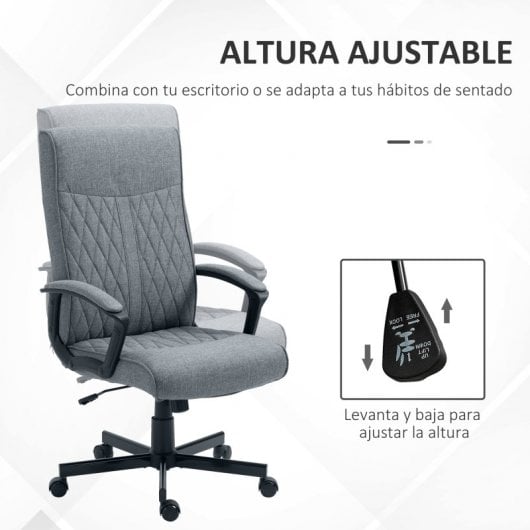 Vinsetto Silla de Oficina Giratoria Altura Ajustable Gris