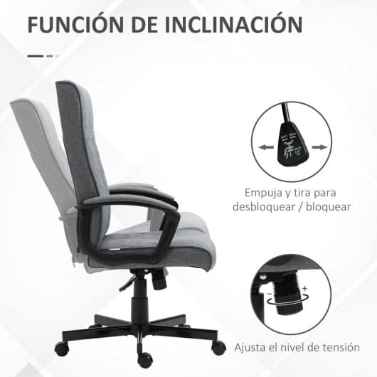 Vinsetto Silla de Oficina Giratoria Altura Ajustable Gris