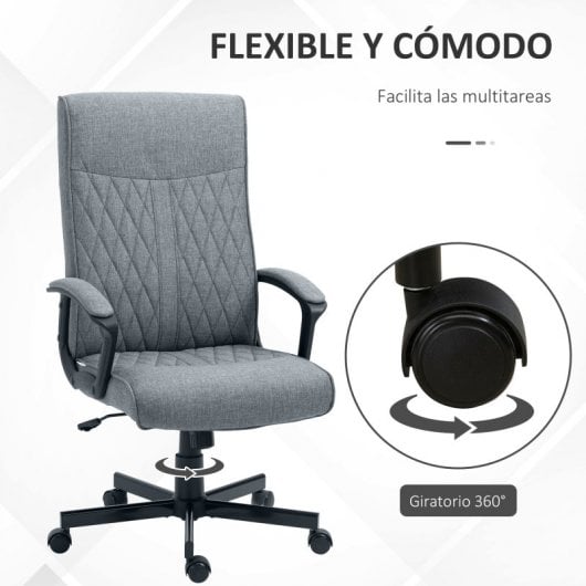 Vinsetto Silla de Oficina Giratoria Altura Ajustable Gris
