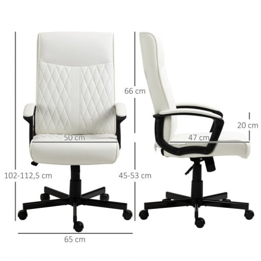Vinsetto Silla de Oficina Giratoria Altura Ajustable Crema