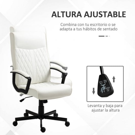 Vinsetto Silla de Oficina Giratoria Altura Ajustable Crema