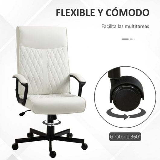 Vinsetto Silla de Oficina Giratoria Altura Ajustable Crema