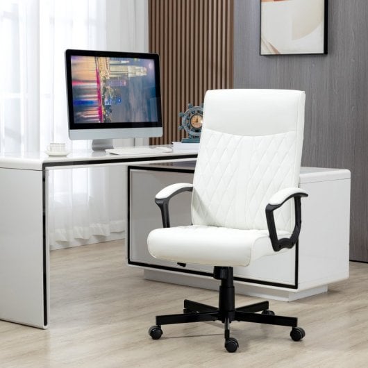 Vinsetto Silla de Oficina Giratoria Altura Ajustable Crema