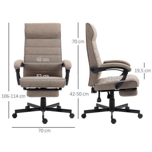 Vinsetto Silla de Oficina Giratoria Altura Ajustable Marrón