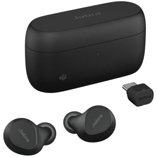 Écouteurs Jabra Evolve2 Buds sans fil Bluetooth USB-C avec ANC, usage professionnel, noirs
