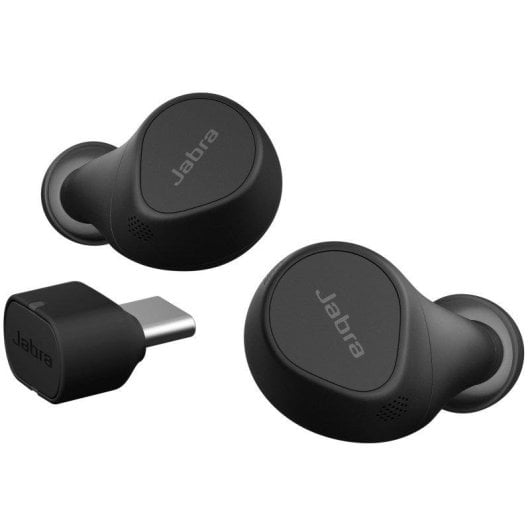 Écouteurs Jabra Evolve2 Buds sans fil Bluetooth USB-C avec ANC, usage professionnel, noirs
