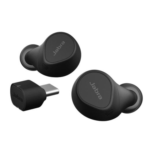 Écouteurs Jabra Evolve2 Buds sans fil Bluetooth USB-C avec ANC, usage professionnel, noirs