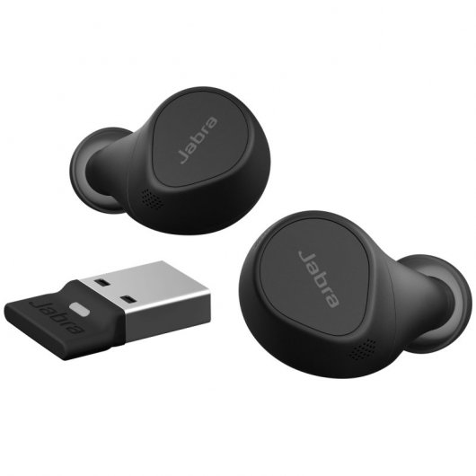 Jabra Evolve 2 Buds USB-A MS Bluetooth-Kopfhörer Schwarz + Kabelloses Ladepad