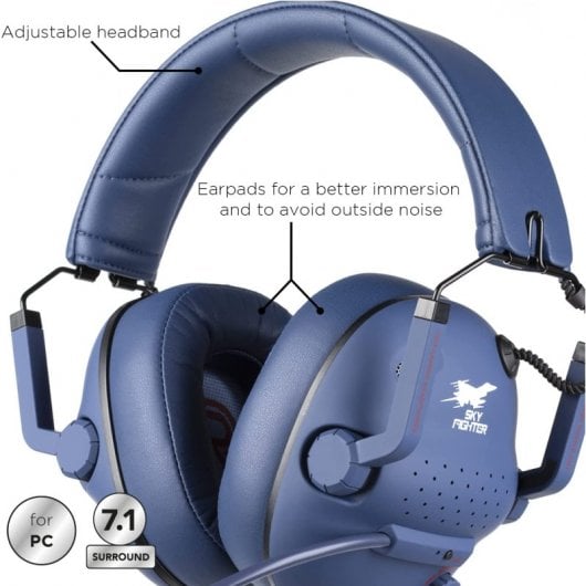 Konix Drakkar Skyfighter Casque de jeu 7.1 Bleu