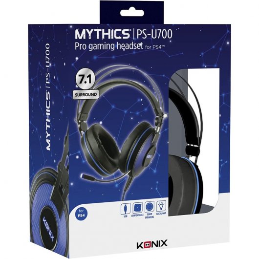 Konix Mythics PS-700 Casque de jeu 7.1 pour PS4 Noir/Bleu