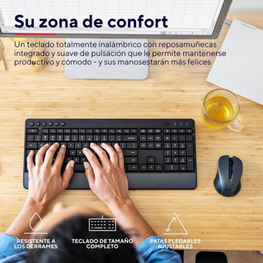 Trust Trezo Combo Teclado Inalámbrico + Ratón Negro