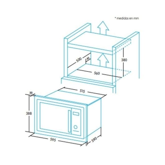 Microondas Edesa EMW-2510-IG X 25L 900W Grill Descongelación Display LED