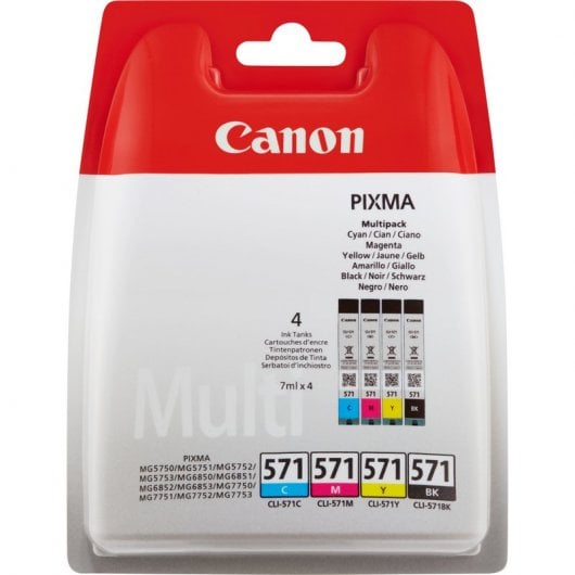 Cartuchos de tinta originais Canon CLI-571 Multipack preto/ciano/magenta/amarelo