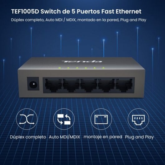 Tenda TEF1005D Switch Fast Ethernet 5 porte 10/100/Mbps Full Duplex