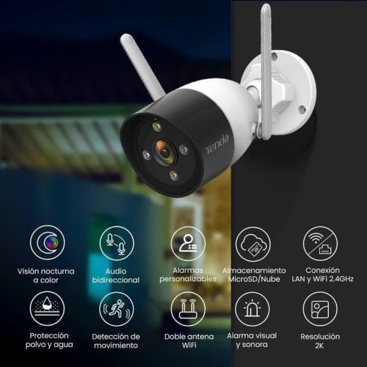 Caméra de surveillance Tenda K4W-3TC 3MP HD Vision Nocturne Extérieure Détection IA Alarme