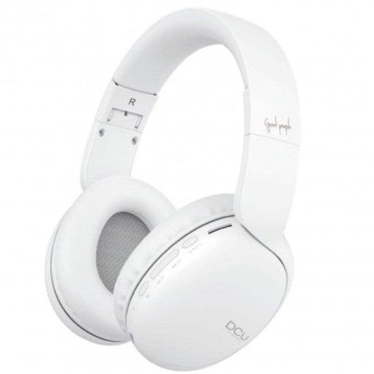 Auriculares DCU inalámbricos Bluetooth v5.0 con micro SD, radio FM y cable jack blanco