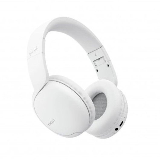 Auriculares DCU inalámbricos Bluetooth v5.0 con micro SD, radio FM y cable jack blanco