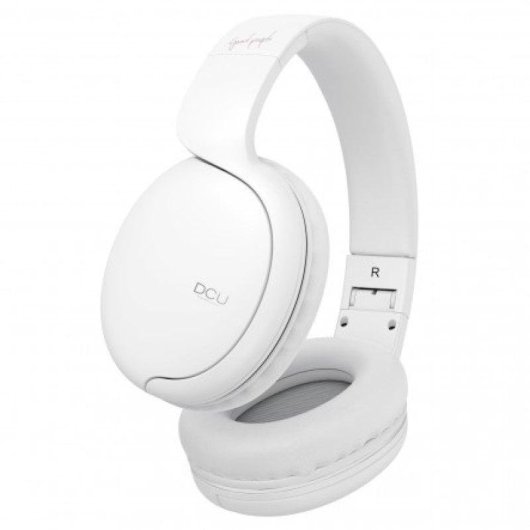 Auriculares DCU inalámbricos Bluetooth v5.0 con micro SD, radio FM y cable jack blanco